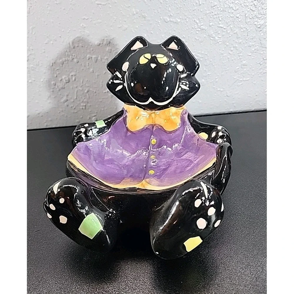 Black Cat Candy Dish Halloween Decor 5